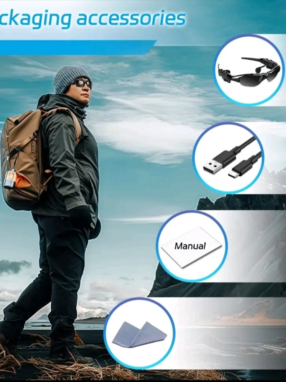 Bluetooth Smart Sunglasses ,  Headphones Hands-Free Calling Stereo 5.0. Uni-Sex.